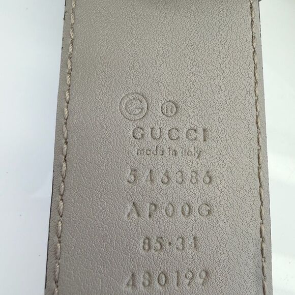 Authentic Gucci Gray Interlocking G Leather Belt Gold Buckle 546386 85/34 main image 6